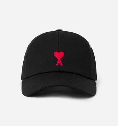 Ami Paris Ami De Coeur Embroidery Caps Black | ami-AU557