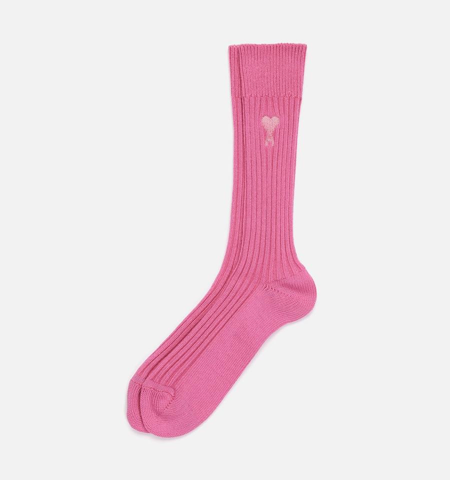 Ami Paris Ami De Coeur Plain Socks Pink | ami-AU364