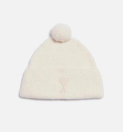 Ami Paris Ami De Coeur with Pom Pom Beanies Beige | ami-AU258