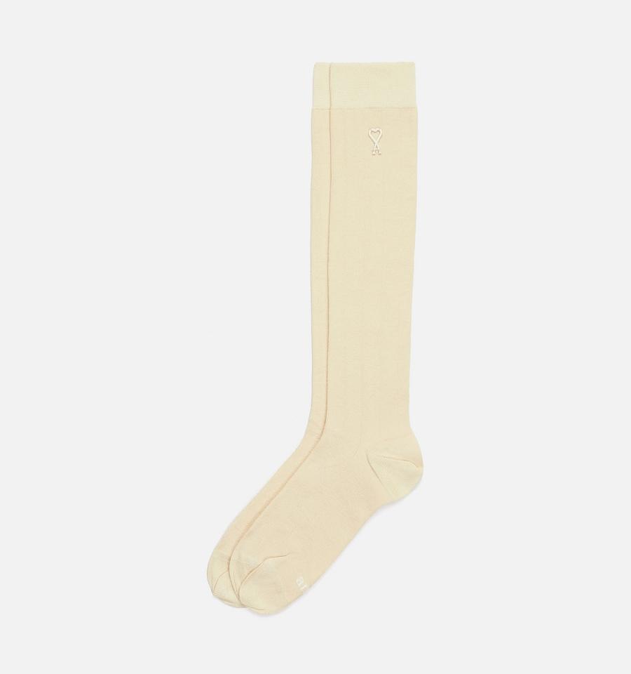 Ami Paris Ami Socks In Silk Socks Beige | ami-AU574