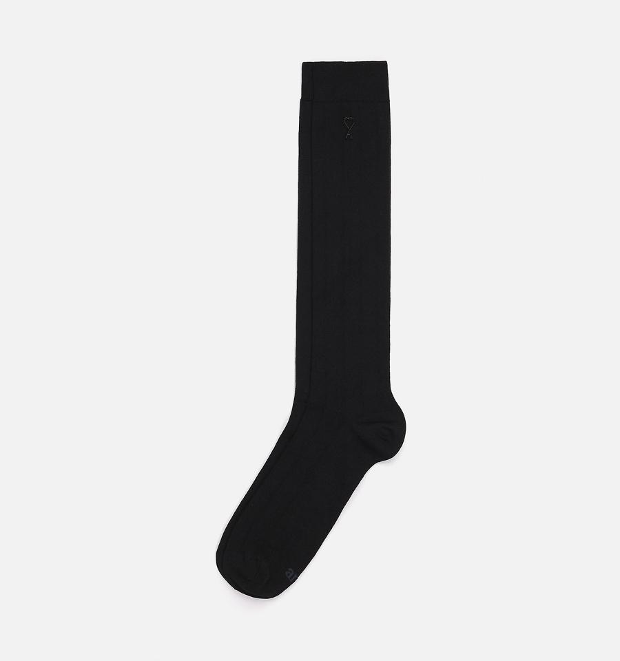 Ami Paris Ami Socks In Silk Socks Black | ami-AU535