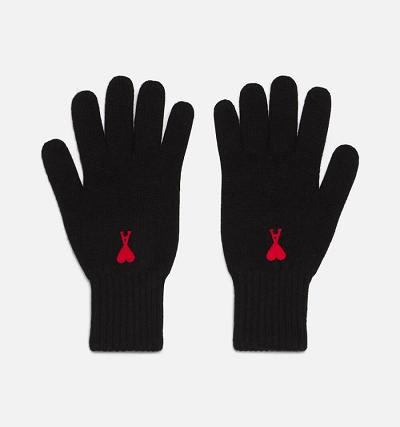 Ami Paris Ami de Coeur Gloves Black | ami-AU501