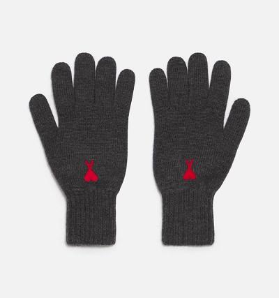 Ami Paris Ami de Coeur Gloves Grey | ami-AU212