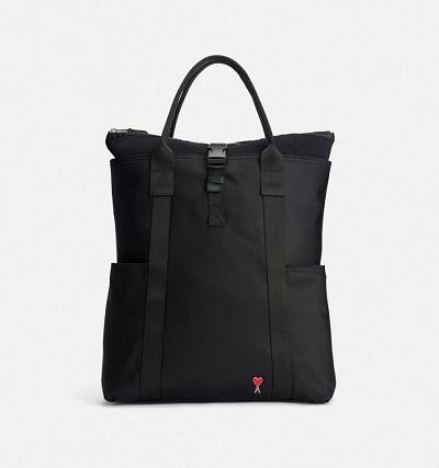 Ami Paris Ami de Coeur Hybrid Tote Backpacks Black | ami-AU617