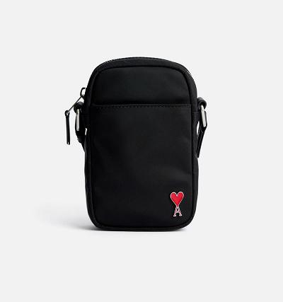 Ami Paris Ami de Coeur Phone Pouch Bags Black | ami-AU106