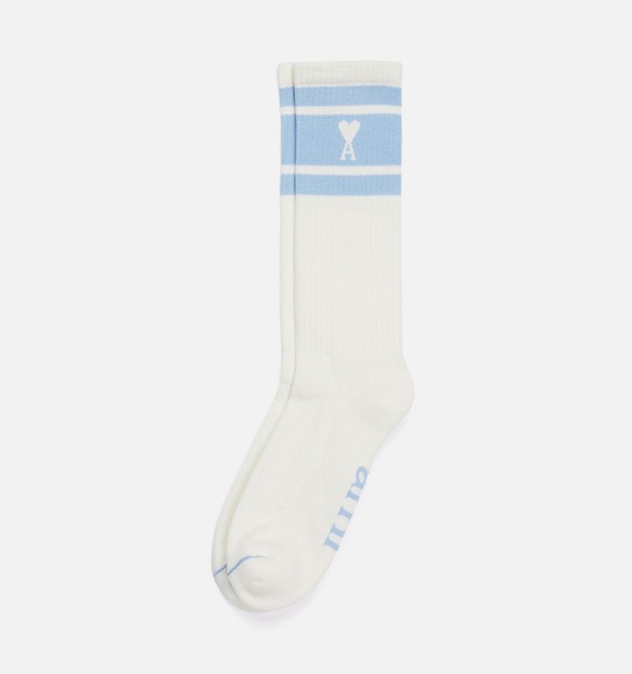 Ami Paris Ami de Coeur Striped Socks Blue | ami-AU374