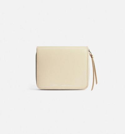 Ami Paris Compact Wallets Beige | ami-AU569