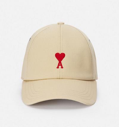 Ami Paris Red Ami de Coeur Embroidery Caps Beige | ami-AU234
