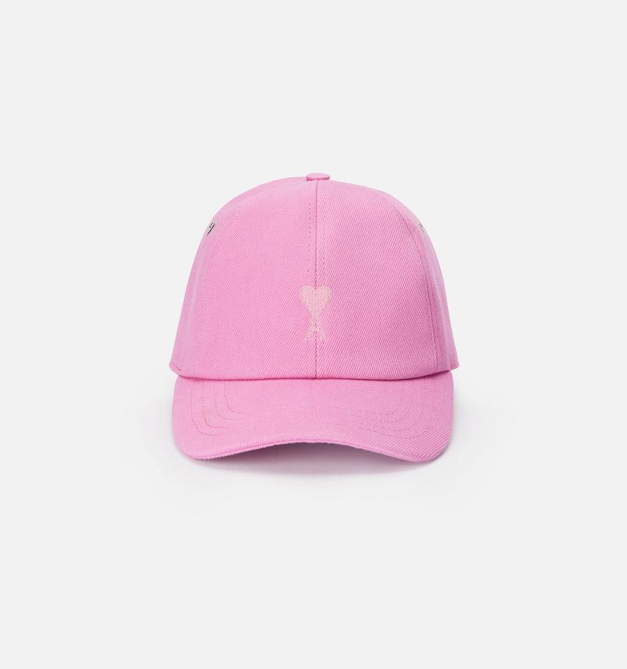 Ami Paris Tonal Ami de Coeur Embroidery Caps Pink | ami-AU400