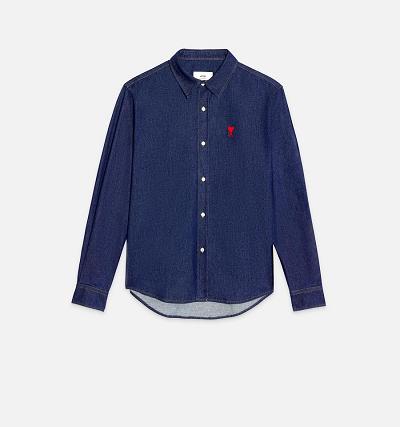 Men's Ami Paris Ami De Coeur Denim Denim Navy | ami-AU199