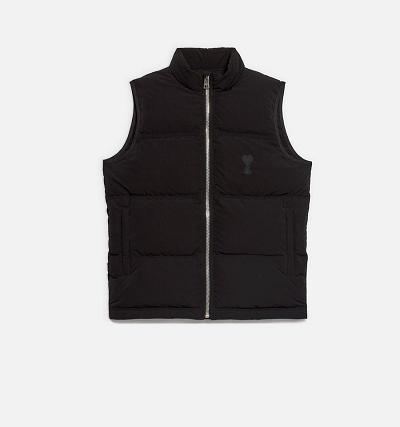 Men's Ami Paris Ami De Cœur Sleeveless Down Jackets Black | ami-AU299