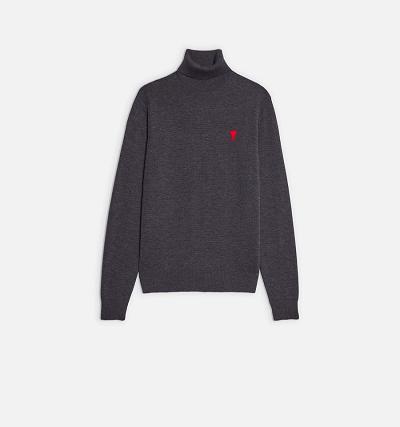 Men's Ami Paris Ami De Cœur Turtlencek Sweaters Grey | ami-AU239