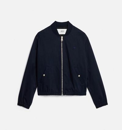 Men's Ami Paris Ami de Coeur Bomber Jackets Navy | ami-AU107