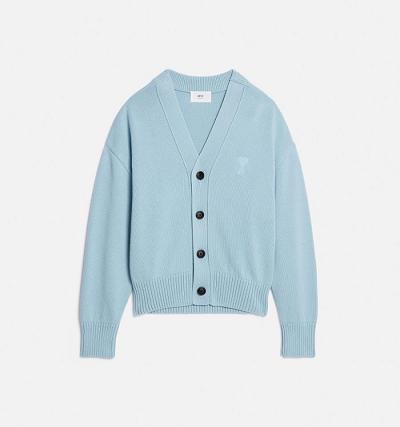 Men's Ami Paris Ami de Coeur Cardigans Blue | ami-AU230