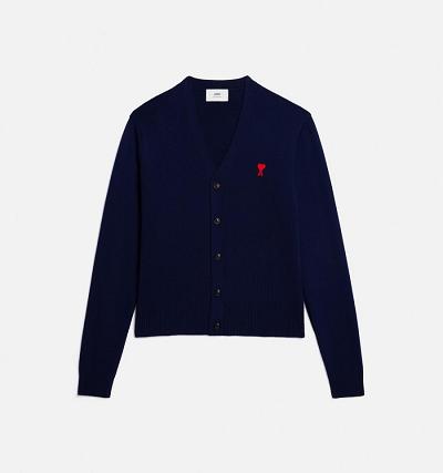 Men's Ami Paris Ami de Coeur Cardigans Navy | ami-AU522