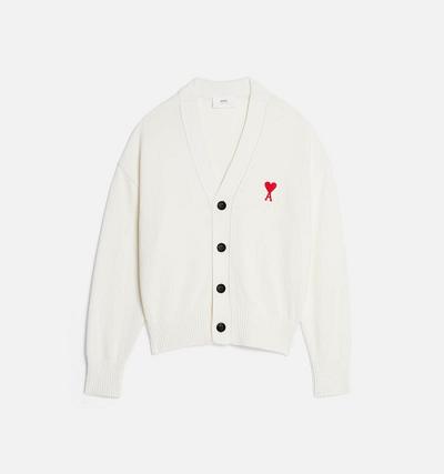 Men's Ami Paris Ami de Coeur Cardigans White | ami-AU611