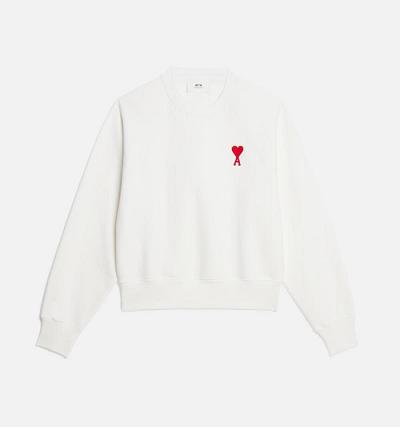 Men's Ami Paris Ami de Coeur Crewneck Sweatshirts White | ami-AU209