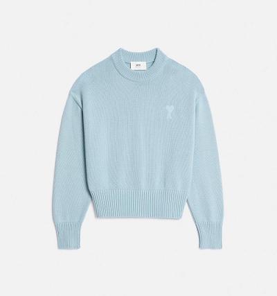 Men's Ami Paris Ami de Coeur Crewneck Sweaters Blue | ami-AU457
