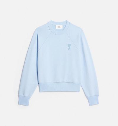 Men's Ami Paris Ami de Coeur Crewneck Sweatshirts Blue | ami-AU485
