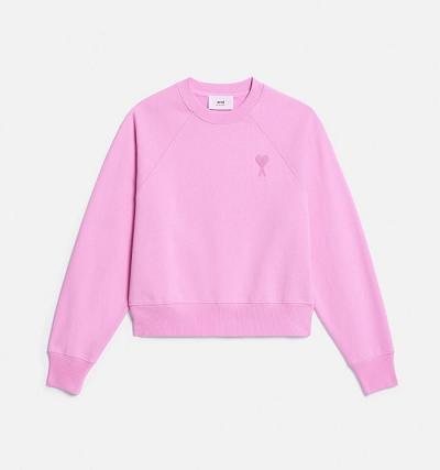 Men's Ami Paris Ami de Coeur Crewneck Sweatshirts Pink | ami-AU620