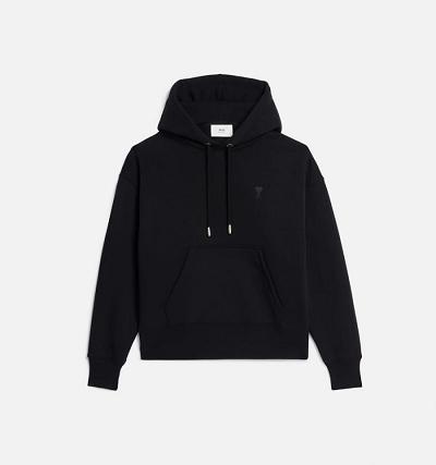 Men's Ami Paris Ami de Coeur Hoodies Black | ami-AU111
