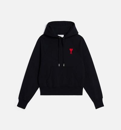 Men's Ami Paris Ami de Coeur Hoodies Black / Red | ami-AU231