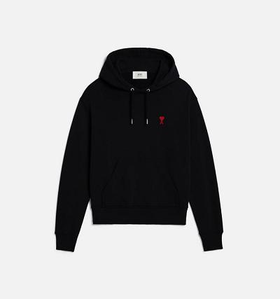 Men's Ami Paris Ami de Coeur Hoodies Black | ami-AU448