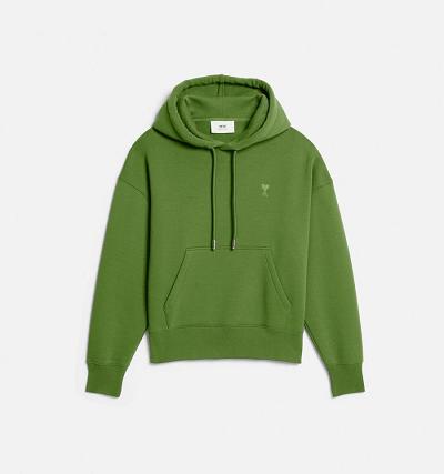 Men's Ami Paris Ami de Coeur Hoodies Green | ami-AU510