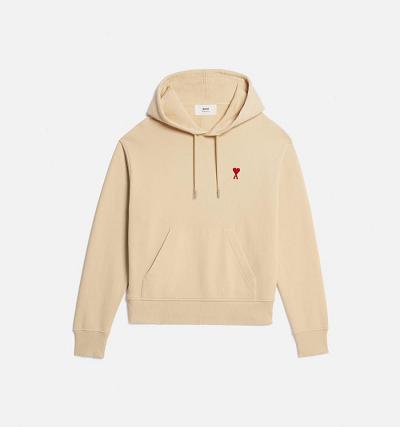 Men's Ami Paris Ami de Coeur Hoodies Khaki | ami-AU130