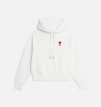Men's Ami Paris Ami de Coeur Hoodies White | ami-AU599