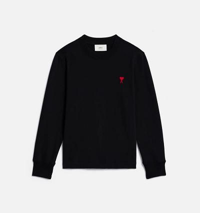 Men's Ami Paris Ami de Coeur Long Sleeves T Shirts Black | ami-AU357