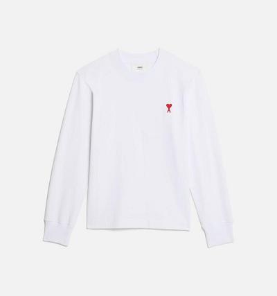 Men's Ami Paris Ami de Coeur Long Sleeves T Shirts White | ami-AU420