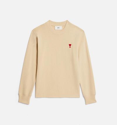 Men's Ami Paris Ami de Coeur Long Sleeves T Shirts Khaki | ami-AU451