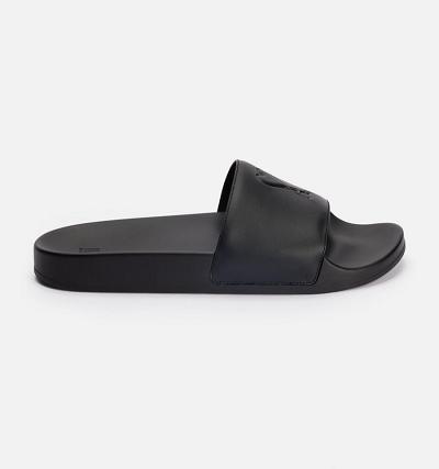Men's Ami Paris Ami de Coeur Slides Black | ami-AU597