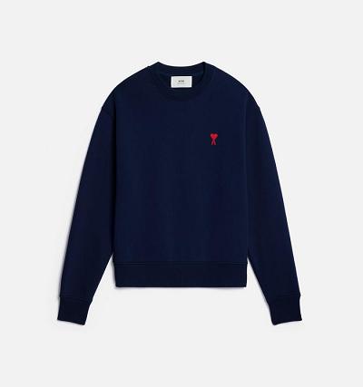 Men's Ami Paris Ami de Coeur Sweatshirts Navy | ami-AU404