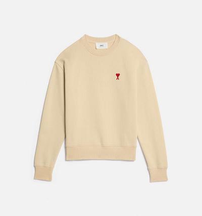 Men's Ami Paris Ami de Coeur Sweatshirts Khaki | ami-AU589