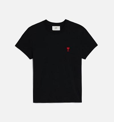 Men's Ami Paris Ami de Coeur T Shirts Black | ami-AU511