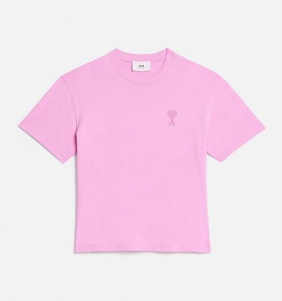 Men's Ami Paris Ami de Coeur T Shirts Pink | ami-AU563