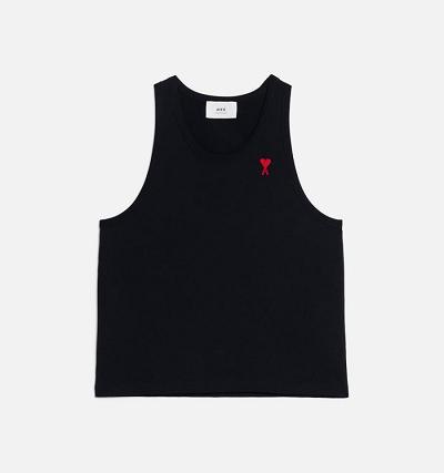 Men's Ami Paris Ami de Coeur Tanks Black | ami-AU147
