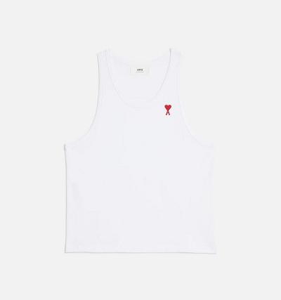 Men's Ami Paris Ami de Coeur Tanks White | ami-AU375