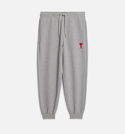 Men's Ami Paris Ami de Coeur Track Pants Grey | ami-AU370
