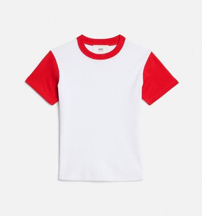 Men's Ami Paris Bicolor Ami de Cœur T Shirts White / Red | ami-AU109