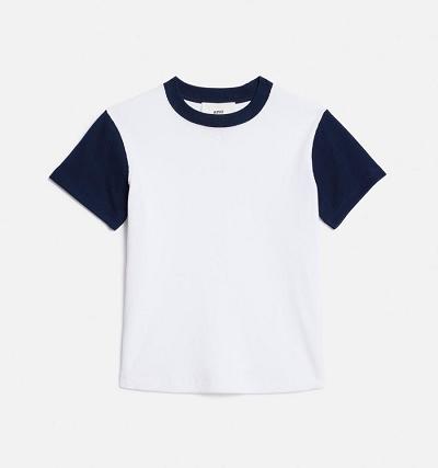 Men's Ami Paris Bicolor Ami de Cœur T Shirts White / Navy | ami-AU189