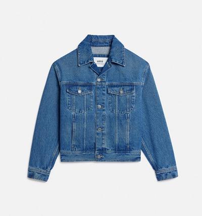 Men's Ami Paris Boxy Fit Denim Jackets Blue | ami-AU195