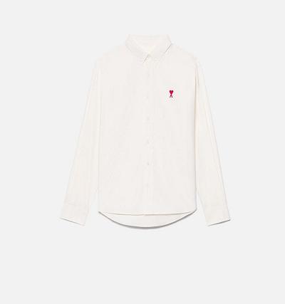 Men's Ami Paris Button-Down Ami De Coeur Shirts Beige | ami-AU204