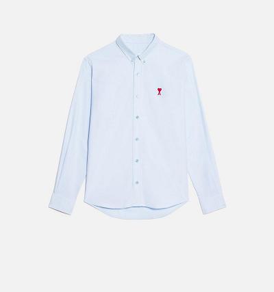 Men's Ami Paris Button-Down Ami De Coeur Shirts Blue | ami-AU476