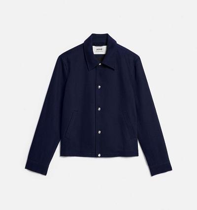 Men's Ami Paris Buttoned Jackets Navy | ami-AU401