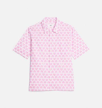 Men's Ami Paris Camp Collar Shirts Pink | ami-AU509