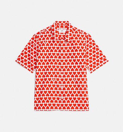 Men's Ami Paris Camp Collar Shirts Red | ami-AU118