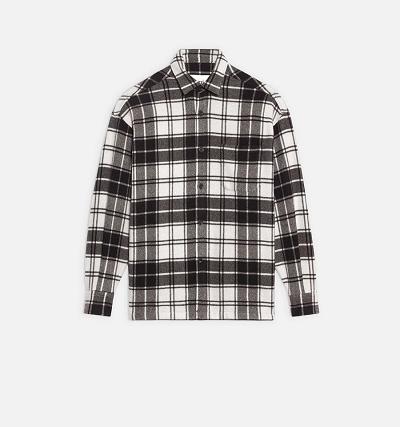 Men's Ami Paris Checked Overshirt With Print Jackets Black / White | ami-AU240